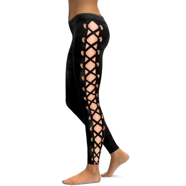 Faux Leather Lace Up Leggings – Image 2